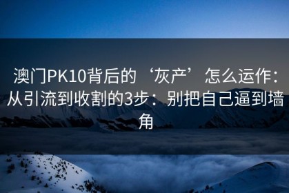 澳门PK10背后的‘灰产’怎么运作：从引流到收割的3步：别把自己逼到墙角