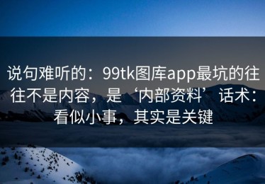 说句难听的：99tk图库app最坑的往往不是内容，是‘内部资料’话术：看似小事，其实是关键