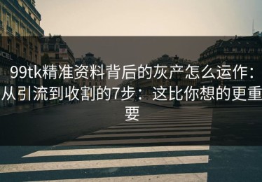 99tk精准资料背后的灰产怎么运作：从引流到收割的7步：这比你想的更重要