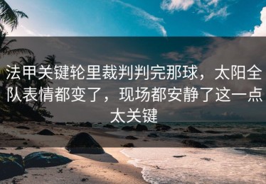 法甲关键轮里裁判判完那球，太阳全队表情都变了，现场都安静了这一点太关键