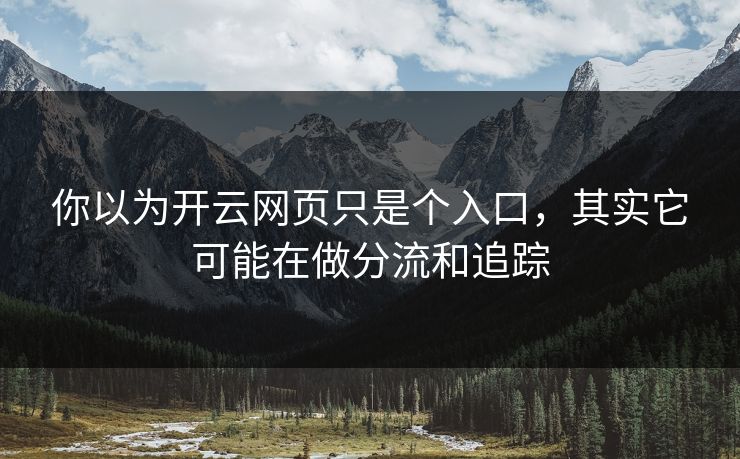 你以为开云网页只是个入口，其实它可能在做分流和追踪