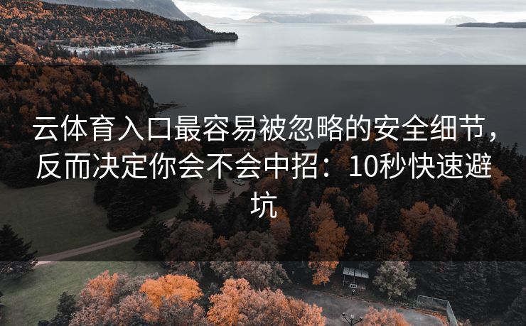 云体育入口最容易被忽略的安全细节，反而决定你会不会中招：10秒快速避坑