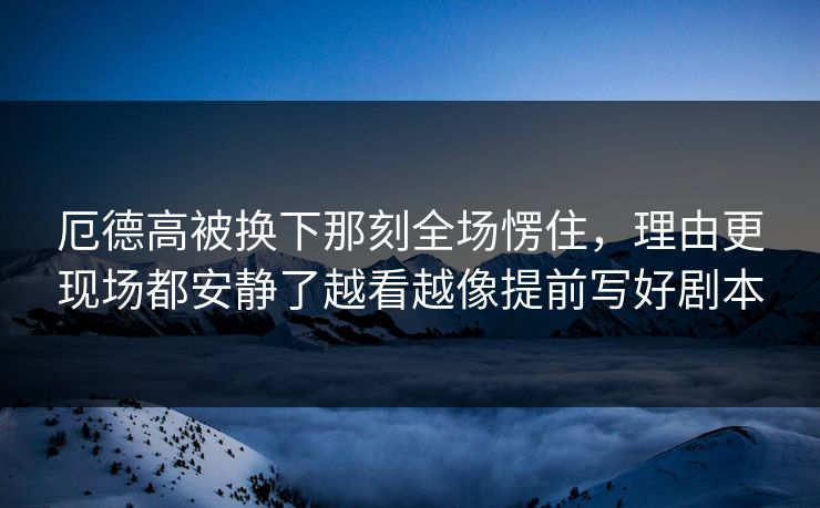 厄德高被换下那刻全场愣住，理由更现场都安静了越看越像提前写好剧本