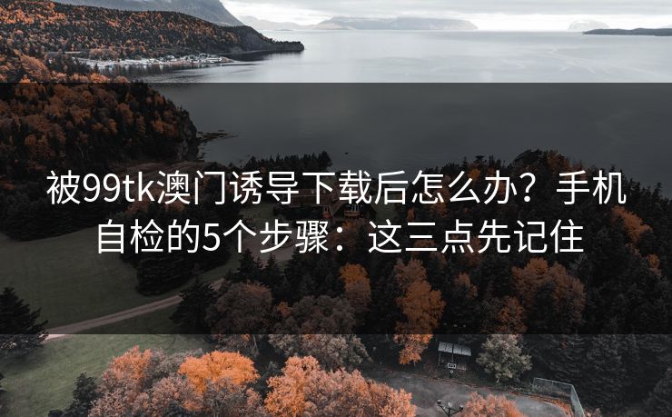 被99tk澳门诱导下载后怎么办？手机自检的5个步骤：这三点先记住