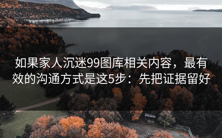 如果家人沉迷99图库相关内容，最有效的沟通方式是这5步：先把证据留好