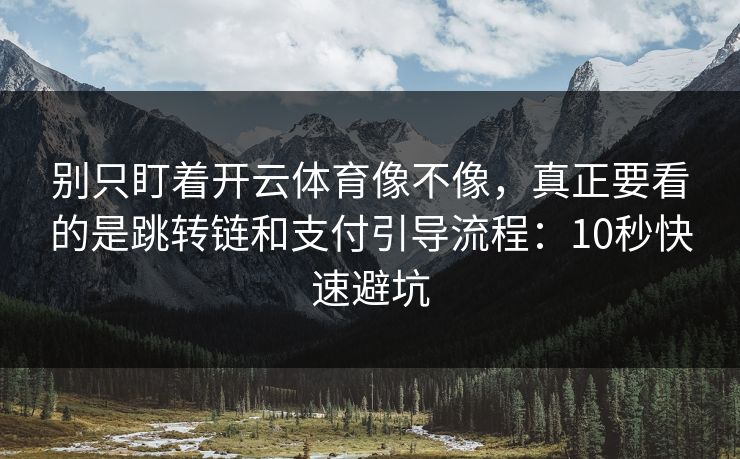 别只盯着开云体育像不像，真正要看的是跳转链和支付引导流程：10秒快速避坑