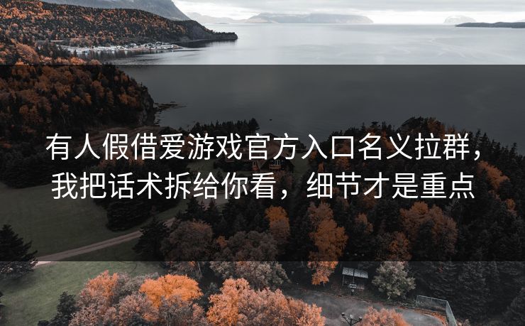 有人假借爱游戏官方入口名义拉群，我把话术拆给你看，细节才是重点